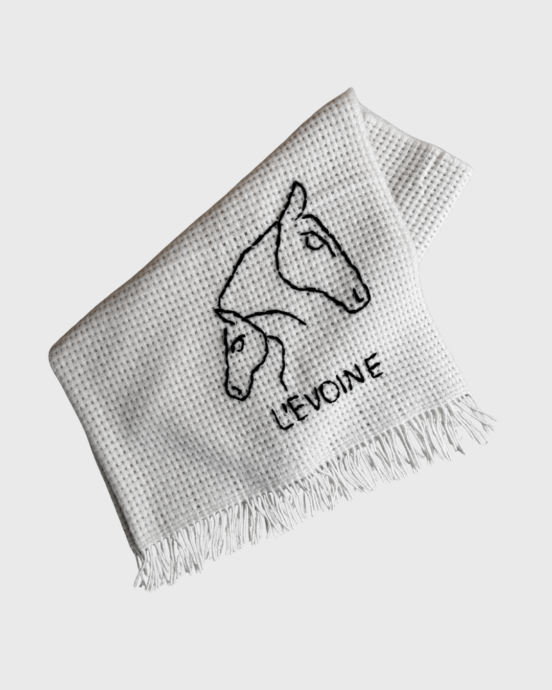 L'Evoine Alpaka Wolldecke Mare&Foal Stickerei